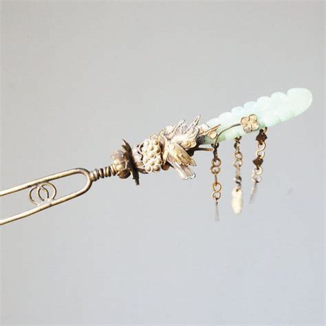 Antique Chinese Hair Pin Qing Dynasty Late 1800s Jade Glass Etsy