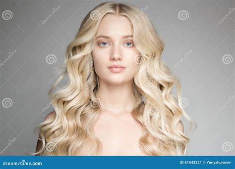 Beautiful Young Blond Woman With Long Wavy Hair Stock Image Image Of