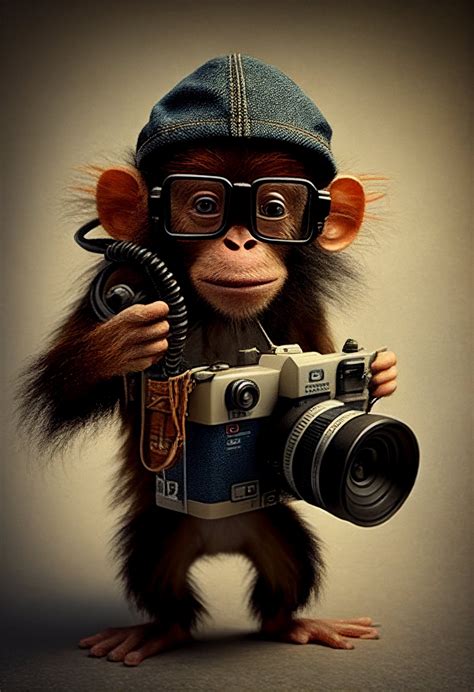 Photographer Monkey With A Camera High Resolution Digital Art For
