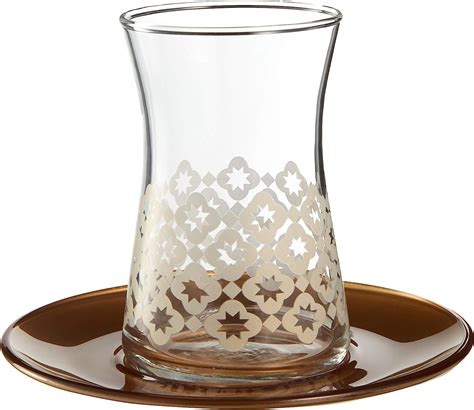 Pasabahce Midas Turkish Tea Glasses And Saucers Set 6 Glasses 6