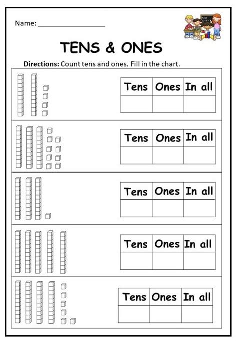 10 Printable Tens And Ones Worksheets Numbers 1 100 For Etsy