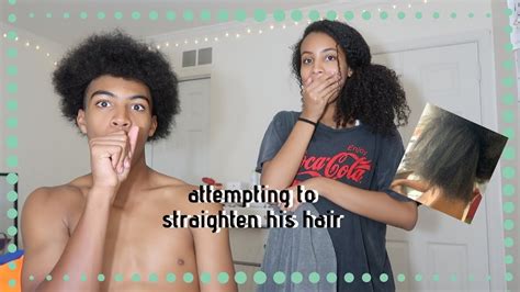 Straightening My Brothers Hair Youtube