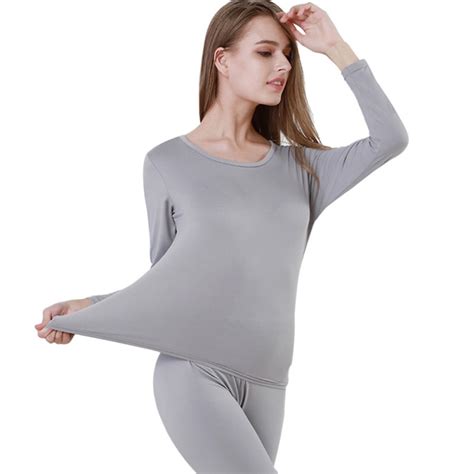 Thin Slim Solid Color Long Johns Thermal Underwear For Women Sexy