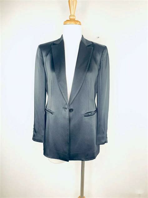Emanuel Emanuel Ungaro Womens Blazer Satiny Tux Jacket 2 Petite 36 Eu