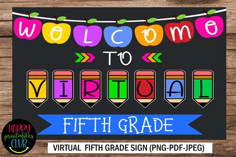 Welcome To Virtual Fifth Grade Sign Grafica Di Happy Printables Club