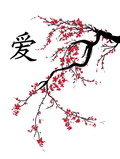 Red Cherry Blossom Tree Drawing