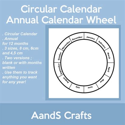 Annual Circular Calendar Calendar Wheel Yearly Blank | Etsy