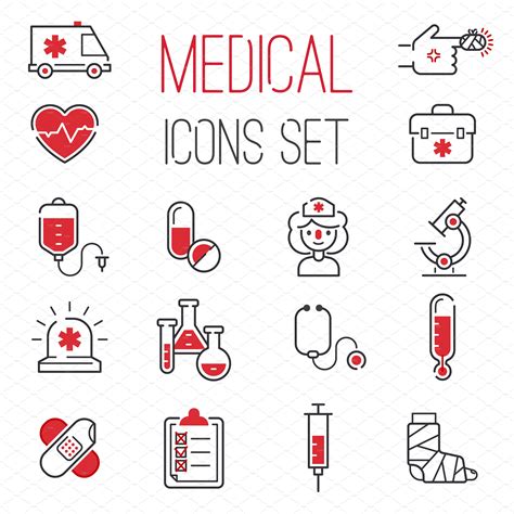 Medical Icons Vector Set Illustrator Graphics Creative Market