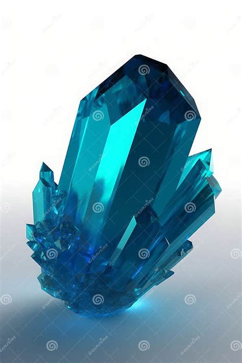 3d Render Emerald Blue Crystal Isolated On Transparent Background