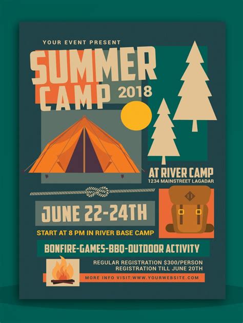Summer Camp Flyer Flyer Template Event Poster Design Summer Camp