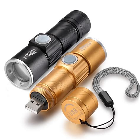 Mini Usb Rechargeable Led Flashlight Torch 3 Modes Zoom Powerful Led