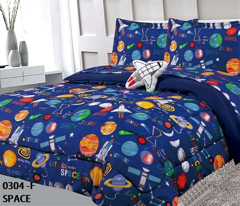 Golden Linens Multicolor Navy Blue Solar System Space Ships And Rockets