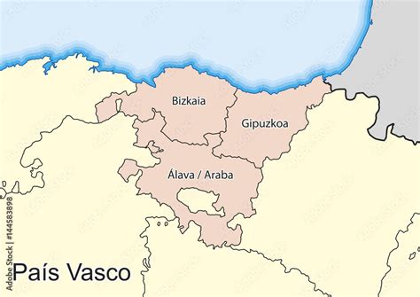 Vector Map Of The Spanish Autonomous Community Of Pais Vasco Stock