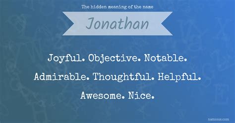 The Hidden Meaning Of The Name Jonathan Namious