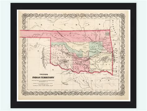 Old Map Oklahoma Indian Territory 1869 United States Of America On Luulla