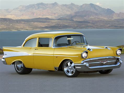 1957 Chevrolet Bel Air Retro Muscle Hot Rod Rods Wallpapers Hd