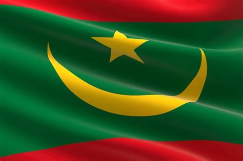 Bandera De Seda De Mauritania Mauritania Bandera De Tela De Seda