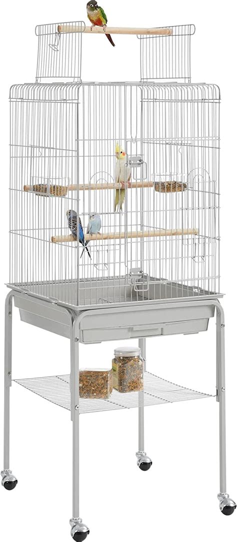 Open Top Rolling Parrot Bird Cage For Cockatiel Sun Parakeet Green