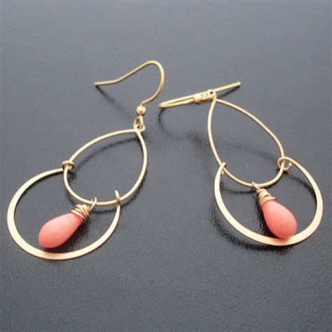 Coral Pink Earrings Pink Coral Earrings Coral Chandelier Earings
