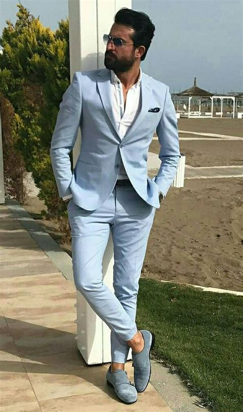 Light Blue Slim Fit Men Suit Blue Suit Men Mens Fashion Suits Prom