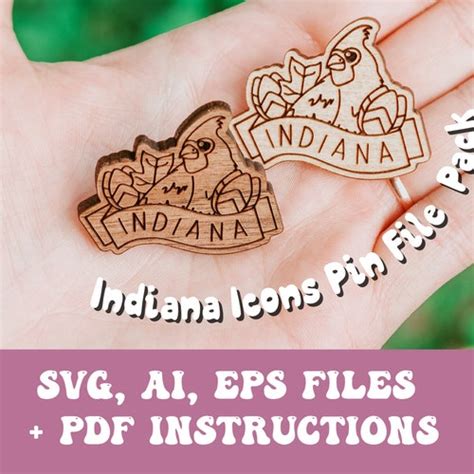 Indiana Icons Pin Svg Ai Eps Files Indiana Svg Cardinal Etsy