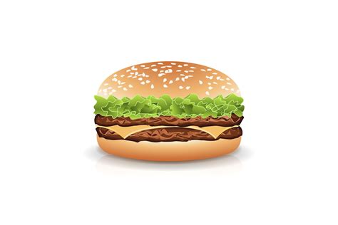 Fast Food Realistic Burger Vector Hamburger Fast Food Sandwich Emblem
