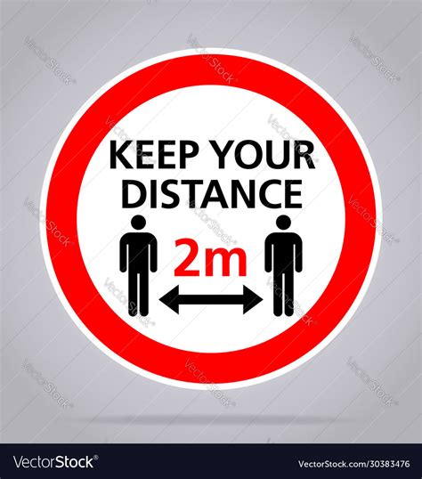 Keep Your Distance 2m Sign Covid19 Royalty Free Vector Image