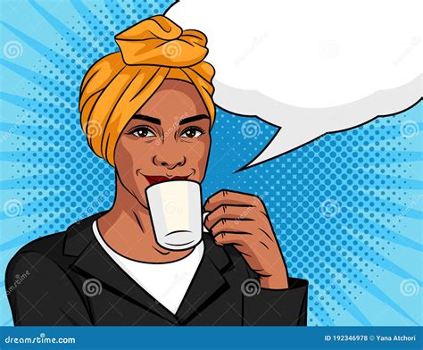 Black Woman Is Drinking Coffee Stock Vector Illustration Of Latte