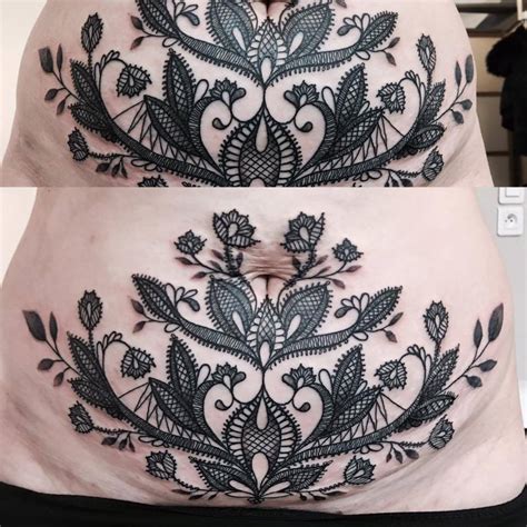 Lace Style Stomach Tattoo