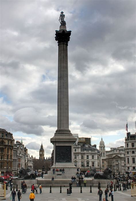 Nelsons Column In Trafalgar Square West End Of London Trafalgar