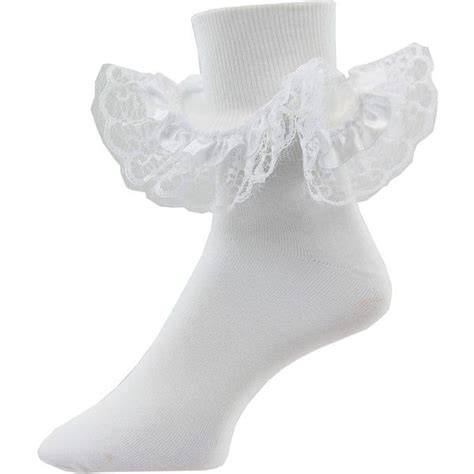 Fancy White Lace Trim Cotton Ankle Socks With Satin Ribbon For Girls