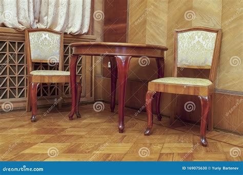 Antique Wooden Furniture Set Chairs And Table Stock Photo Image Of