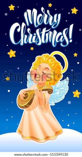 Vector Illustration Cute Christmas Angel Long Stock Vector Royalty