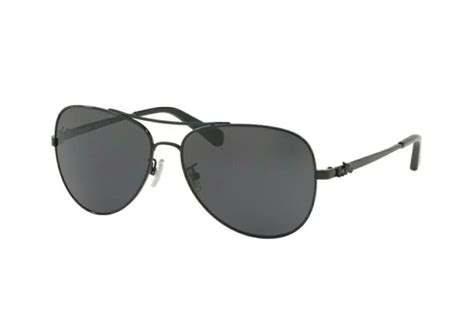 Coach Hc7074 L1648 Aviator Sunglasses 900387 Black Dark Grey Discontinued Ebay