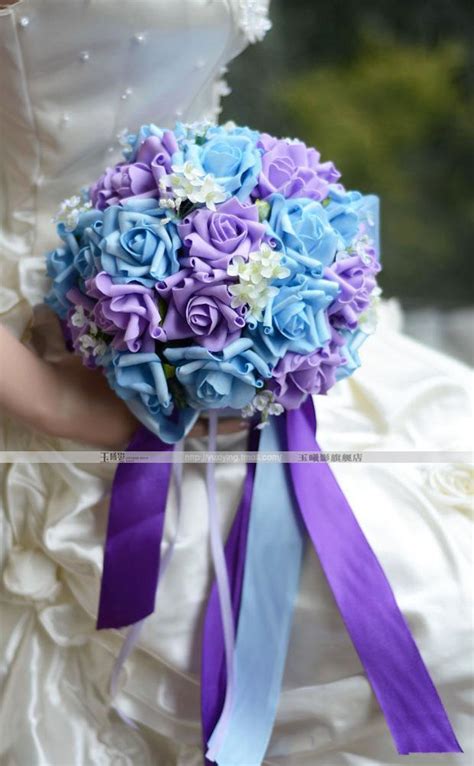 Wedding saturate purple rose bouquet of bride on grass. New Style Handflower Wedding Bouquet Artificia 30 Rose ...