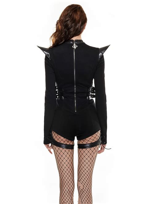 Punk Rave Overalll Gothic Wetlook Jumpsuit Hotpants Clubwear Gogo Schwarz Ebay
