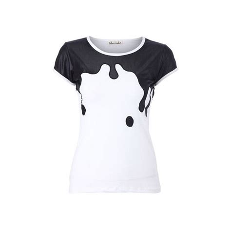 Fluid Paint Black White T Shirt Liked On Polyvore Black And White T