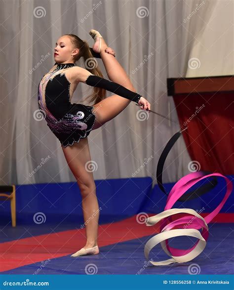 Gymnast With A Tape Performance Editorial Stock Photo Image Of Body