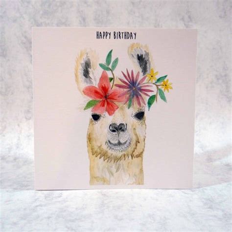 Llama Birthday Card Llama Card Alpaca Birthday Card Etsy Watercolor