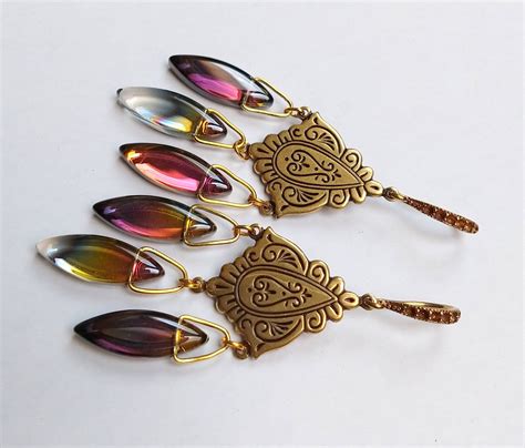 Czech Glass Chandelier Dangle Earrings Women S Boho Etsy Uk Women S