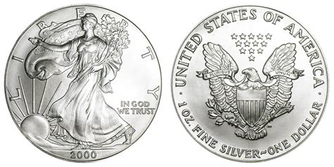 2000 W American Silver Eagle Bullion Coin Bullion No Mint Mark Type 1