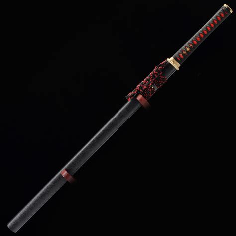 Red Black Ninja Theme Full Tang Hand Forged Ninjato Straight Katana