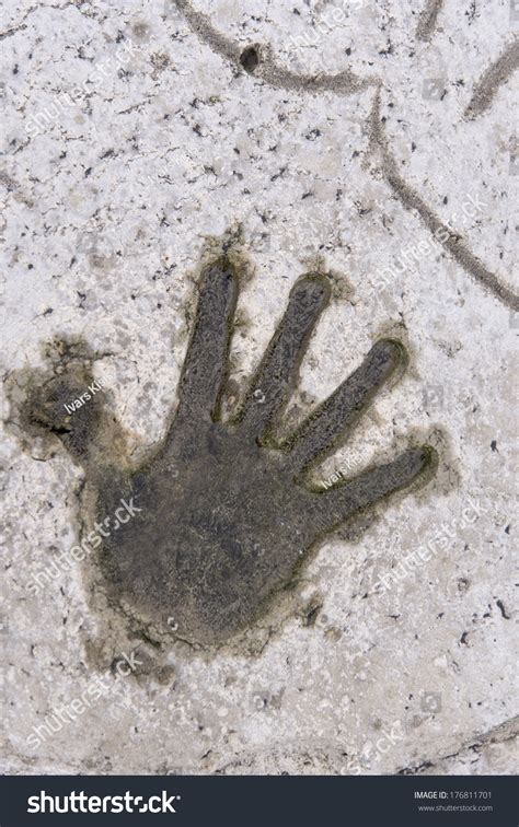 Handprint On Concrete Stock Photo 176811701 : Shutterstock