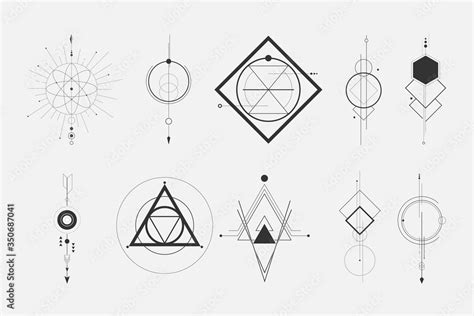 Set Of A Minimalist Geometric Design Elements Tattoo Hipster Concept