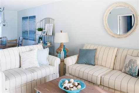 Beach Condo Living Room Decor - Before and Afters - The Lilypad Cottage