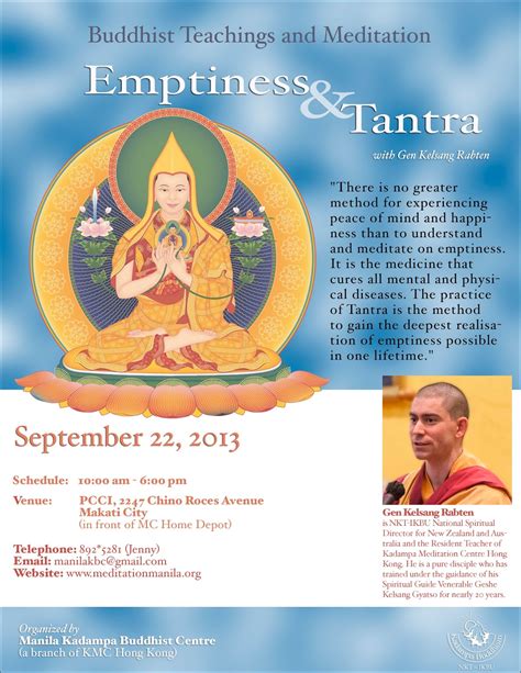 Manila Kadampa Buddhist Centre Teaching In September Emptiness And Tantra