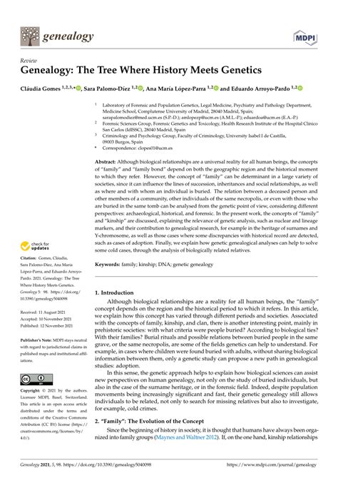 Pdf Genealogy The Tree Where History Meets Genetics