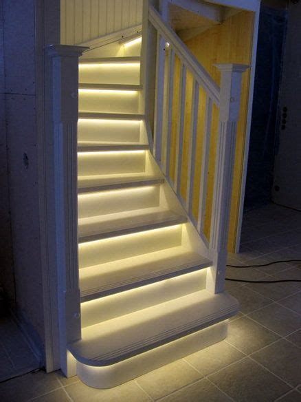 LED Light Strips On Stairway Would Be Great Outside On Porch Basement Lighting House