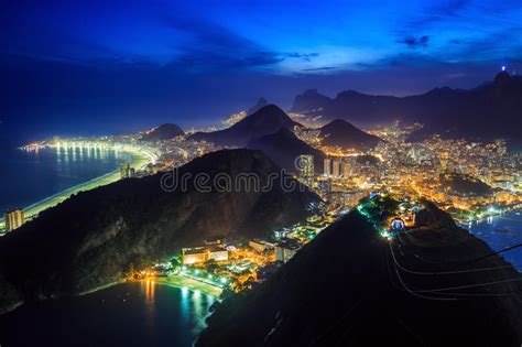 Night View Of Rio De Janeiro Stock Photo Image Of Coast Brazil 74415808
