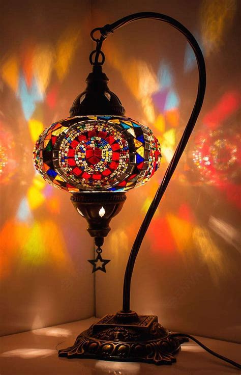 Lamodahome Turkish Moroccan Mosaic Table Lamp With Us Plug